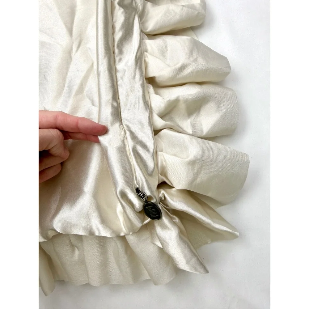 Pier 1 Imports Ruffled Satin Throw Pillow Cover Champagne Cream 16x16 Textured